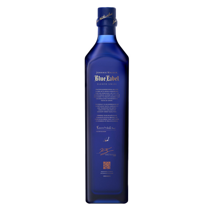 Johnnie Walker Blue Label Elusive Umami Limited Edition Scotch Whisky Back of bottle