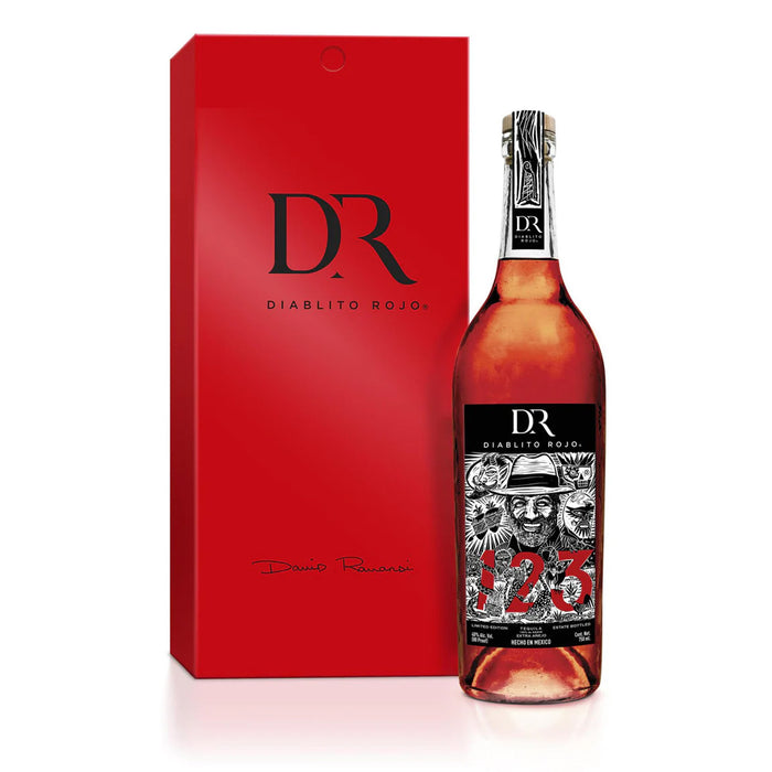 123 Organic Diablito Rojo Extra Añejo Tequila Box and bottle