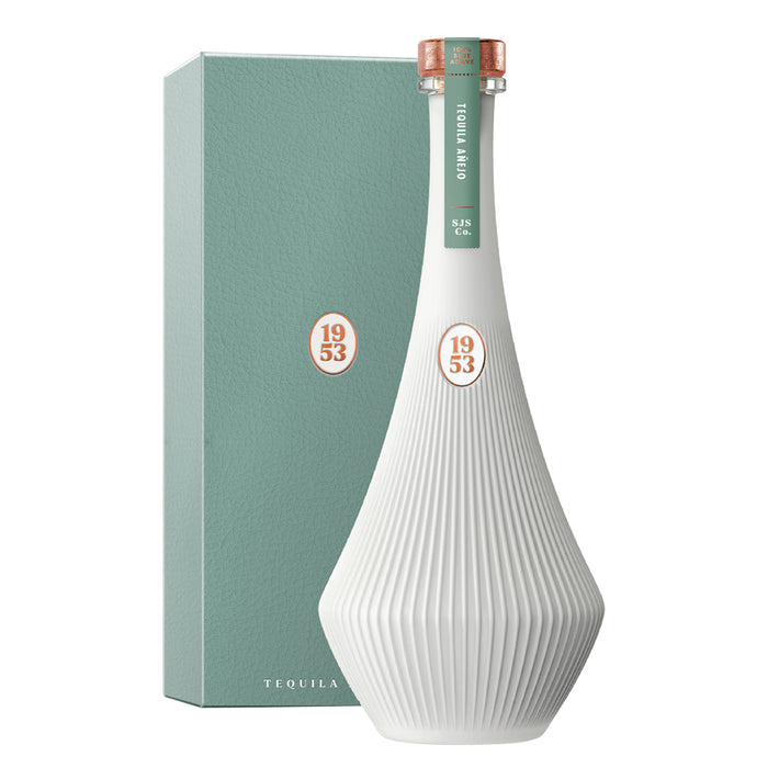 1953 Añejo Tequila Bottle and Gift Box on a white background.