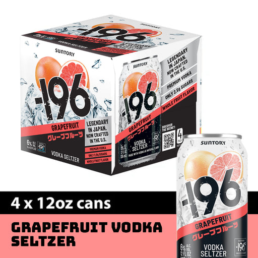 -196 Grapefruit Vodka Seltzer 4pk Cans