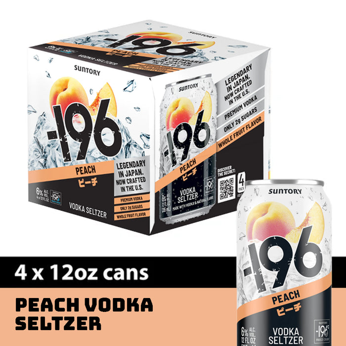 -196 Peach Vodka Seltzer 4Pk Cans by Suntory