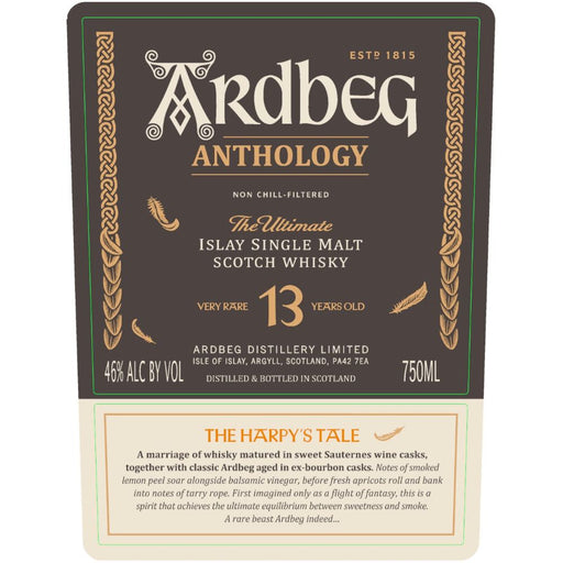 Ardbeg Anthology 13 Year Old The Harpy’s Tale Scotch Whisky Label