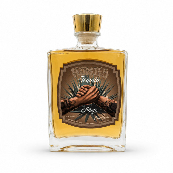 Homies Tequila Anejo Bottle on White Background