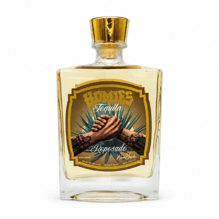 Homies Tequila Reposado Bottle on White Background