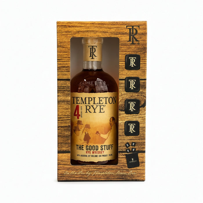 Templeton Rye 4 Year Old Straight Bourbon Whiskey gift on the white background