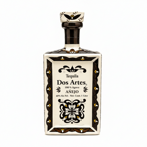 Dos Artes Anejo Tequila 1 Liter hand-painted ceramic bottle
