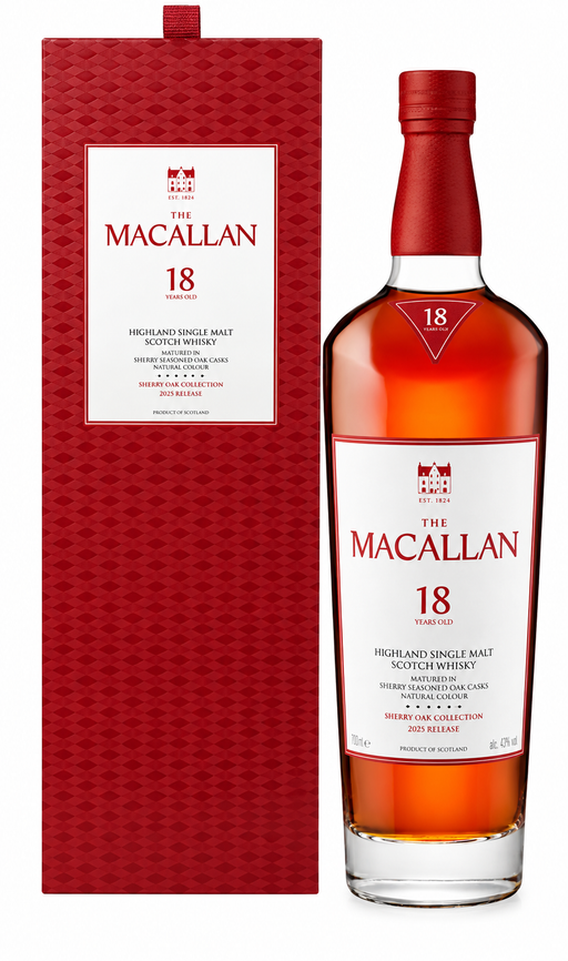 The Macallan Sherry Oak 18 Years Old 2025 Release Single Malt Scotch Whisky 750ml Bottle