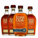 Four Elijah Craig Single Barrel bourbon whiskey bottles arranged in a row against a white background, showing different barrel finishes from Barrel Proof to Toasted Barrel.