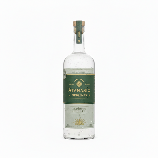 Bottle of Atanasio Origenes Blanco Tequila, 92 proof, additive-free, El Medineño Jalisco