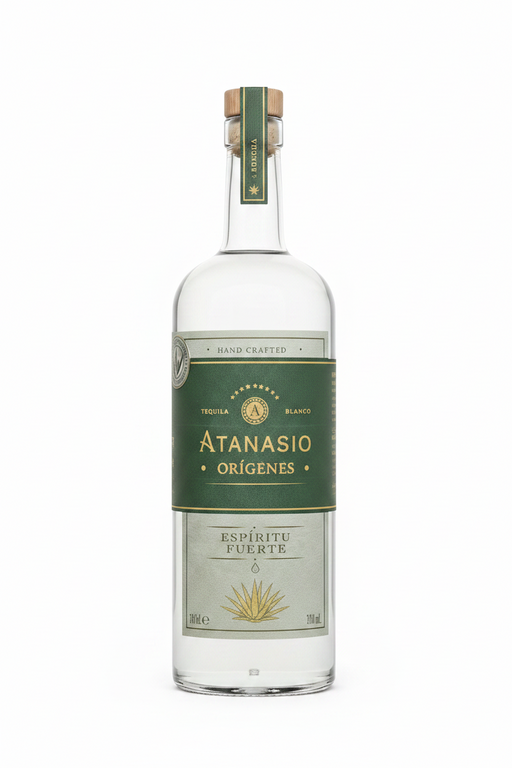 Bottle of Atanasio Origenes Blanco Tequila, 92 proof, additive-free, El Medineño Jalisco