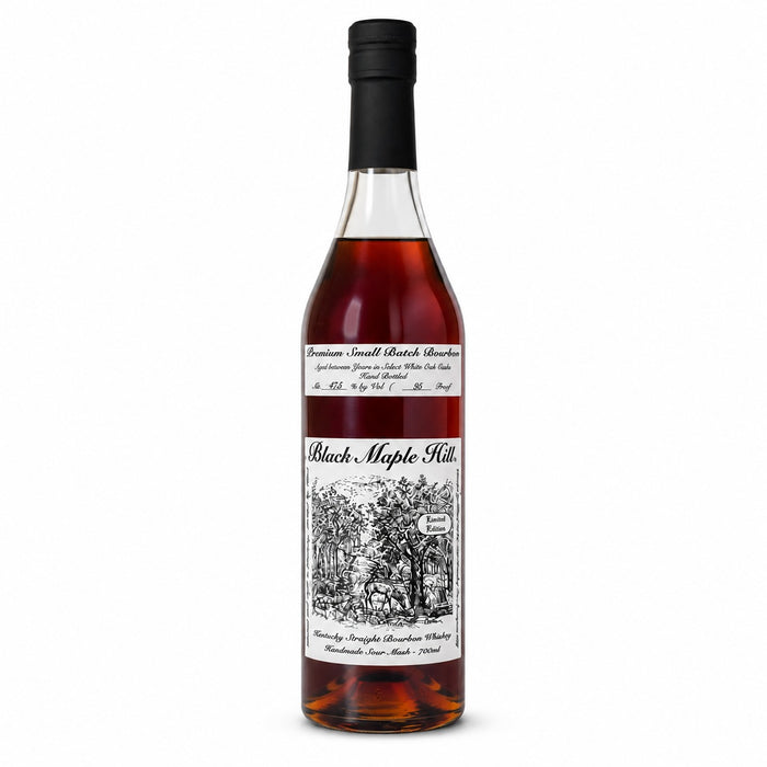 A bottle of Black Maple Hill Small Batch American Spirit Whiskey on a solid white background.