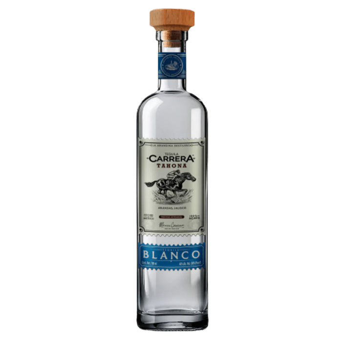 Carrera Tarona Blanco tequila bottle on a white background