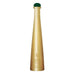 Gold bottle with green cap on a white background