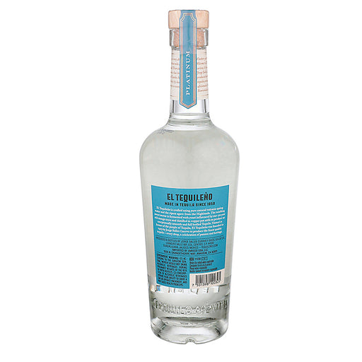 El Tequileño Platinum Blanco Tequila Back of bottle