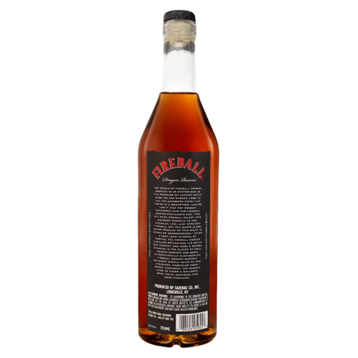 Fireball Dragon Reserve Whisky back of bottle