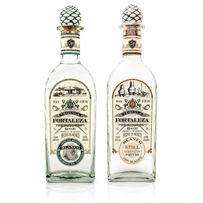 Fortaleza Bundle — Blanco Tequila and Still Strength Blanco Tequila, 750ml bottles side by side on a white background