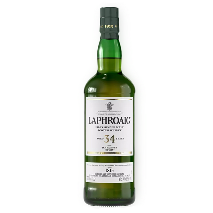 Laphroaig 34 Year 'The Ian Hunter Story: Book 5' Scotch Whisky image of bottle.