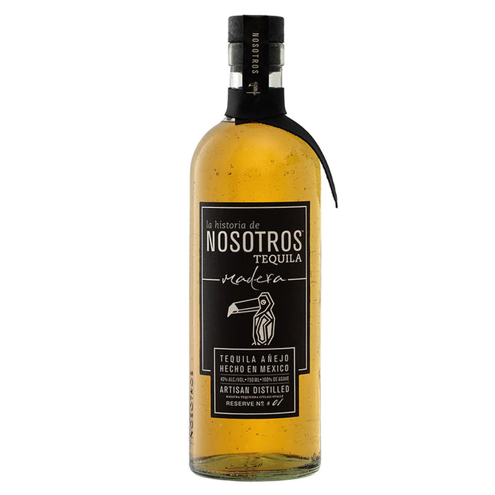 Nosotros Madera Añejo Tequila bottle on a white background.