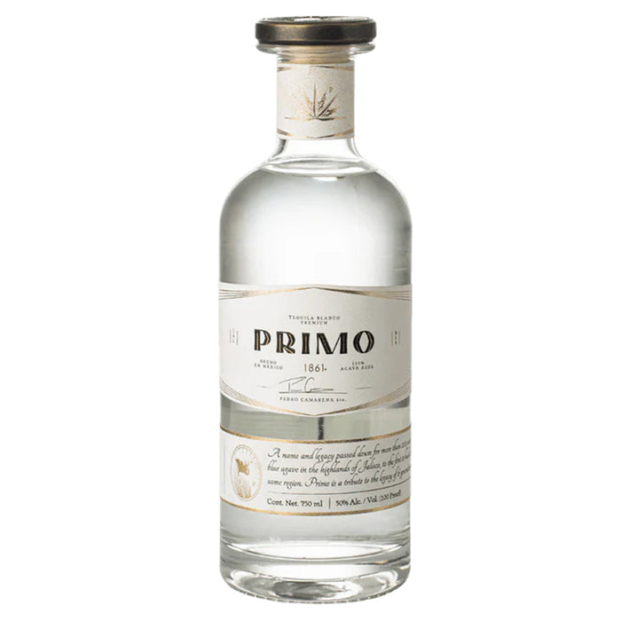 Primo 1861 High Proof Blanco Tequila on a white background.