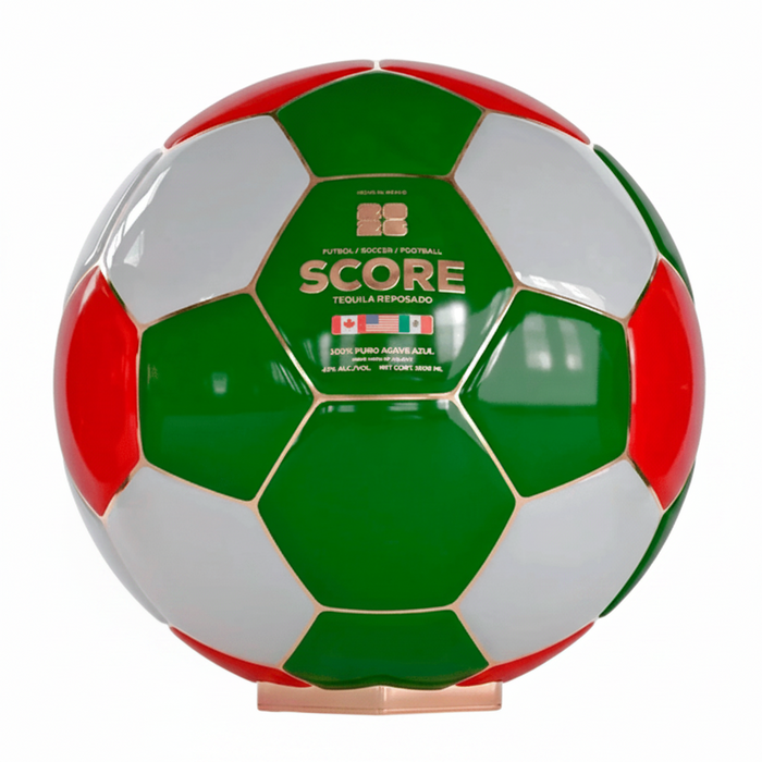 Score Mexico Reposado Tequila in hand-painted porcelain soccer ball decanter, 2026 World Cup edition