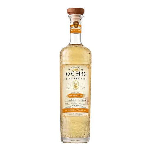 Tequila Ocho Reposado Barrel Proof bottle on a white background