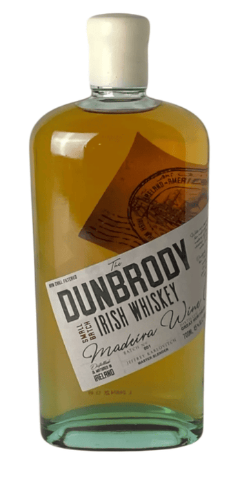 Bottle of The Dunbrody Madeira Wine Cask Irish Whiskey 700ml, Gold Medal 2024, distilled at Great Northern Distillery County Louth Ireland