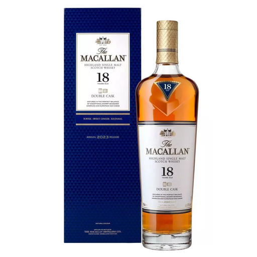 The Macallan 18 Year Double Cask Scotch Whisky 2023 Release Bottle and gift box