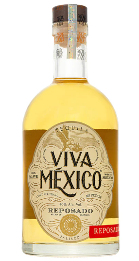 Bottle of Viva Mexico Reposado Tequila, aged 4 months in American oak barrels
