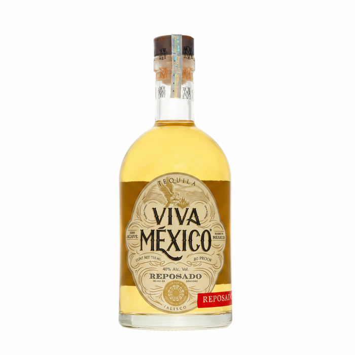 Bottle of Viva Mexico Reposado Tequila, aged 4 months in American oak barrels