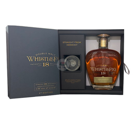 Whistle Pig 18 Year 4th edition bottle and case display