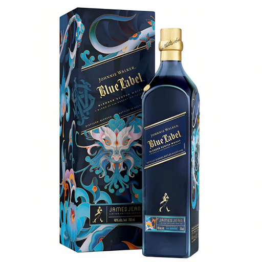 Johnnie Walker Blue Label Year of The Dragon by James Jean Box and Bottle Displayed