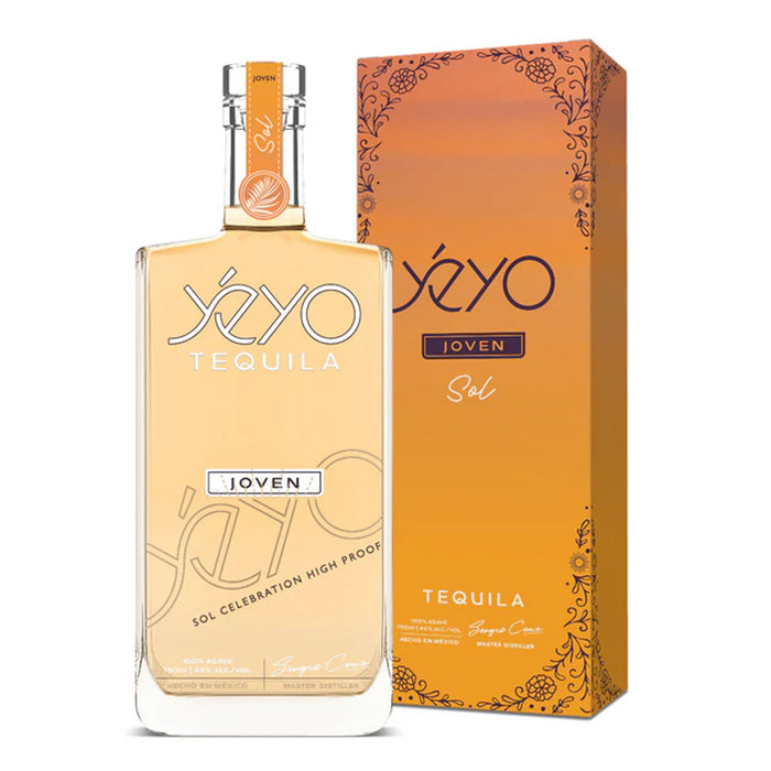 Yeyo Tequila bottle and packaging on a white background