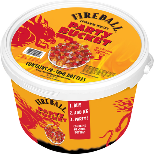 Fireball Whisky Party Bucket with 20 bottles at 50 ml each.