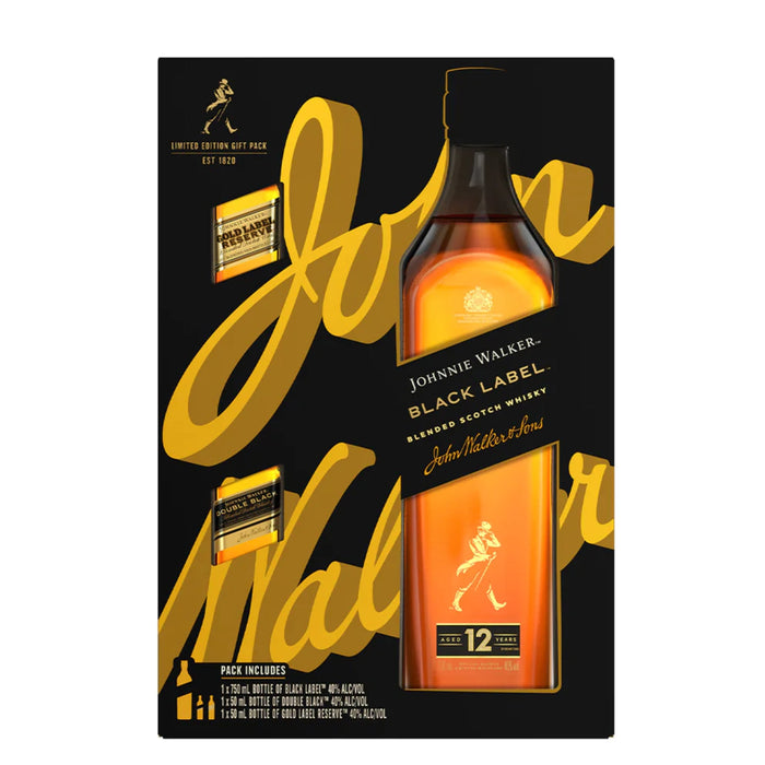 Johnnie Walker Black Label 12 Yr Blend Scotch Whisky W/Two Miniatures 750ml