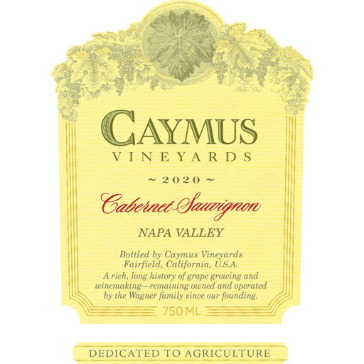 Caymus Vineyards Cabernet Sauvignon Napa Valley, 2020 1 Liter Label