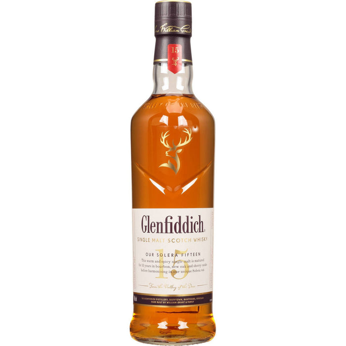 Glenfiddich 15 Year Old Solera Reserve Single Malt Scotch Whisky Front of bottle