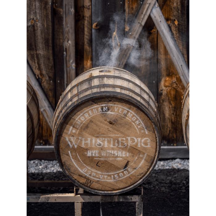 Image of WhistlePig Rye Whiskey Traeger barrel.